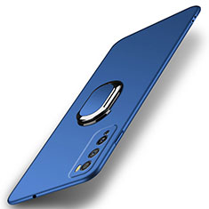 Funda Dura Plastico Rigida Carcasa Mate con Magnetico Anillo de dedo Soporte A01 para Huawei Enjoy Z 5G Azul