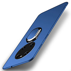 Funda Dura Plastico Rigida Carcasa Mate con Magnetico Anillo de dedo Soporte A01 para Huawei Mate 40E 5G Azul