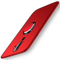 Funda Dura Plastico Rigida Carcasa Mate con Magnetico Anillo de dedo Soporte A01 para Oppo A9 (2020) Rojo