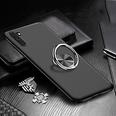 Funda Dura Plastico Rigida Carcasa Mate con Magnetico Anillo de dedo Soporte A01 para Samsung Galaxy Note 10 Negro