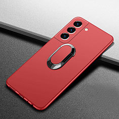 Funda Dura Plastico Rigida Carcasa Mate con Magnetico Anillo de dedo Soporte A01 para Samsung Galaxy S25 5G Rojo