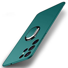 Funda Dura Plastico Rigida Carcasa Mate con Magnetico Anillo de dedo Soporte A01 para Samsung Galaxy S25 Ultra 5G Verde