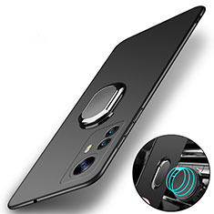 Funda Dura Plastico Rigida Carcasa Mate con Magnetico Anillo de dedo Soporte A01 para Xiaomi Mi 12X 5G Negro