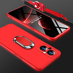 Funda Dura Plastico Rigida Carcasa Mate con Magnetico Anillo de dedo Soporte GK1 para Oppo F21s Pro 5G Rojo