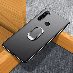 Funda Dura Plastico Rigida Carcasa Mate con Magnetico Anillo de dedo Soporte K01 para Xiaomi Redmi Note 8 (2021) Negro