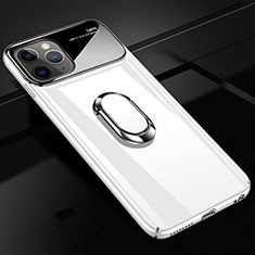 Funda Dura Plastico Rigida Carcasa Mate con Magnetico Anillo de dedo Soporte P01 para Apple iPhone 11 Pro Blanco