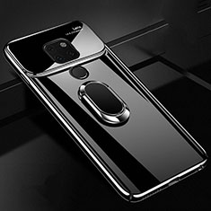 Funda Dura Plastico Rigida Carcasa Mate con Magnetico Anillo de dedo Soporte P01 para Huawei Mate 20 X 5G Negro