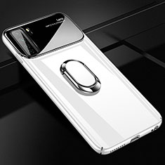 Funda Dura Plastico Rigida Carcasa Mate con Magnetico Anillo de dedo Soporte P01 para Huawei Nova 7 SE 5G Blanco