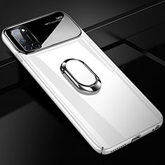 Funda Dura Plastico Rigida Carcasa Mate con Magnetico Anillo de dedo Soporte P01 para Oppo A72 Blanco