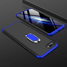 Funda Dura Plastico Rigida Carcasa Mate con Magnetico Anillo de dedo Soporte P01 para Oppo R15X Azul y Negro