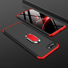 Funda Dura Plastico Rigida Carcasa Mate con Magnetico Anillo de dedo Soporte P01 para Oppo RX17 Neo Rojo y Negro