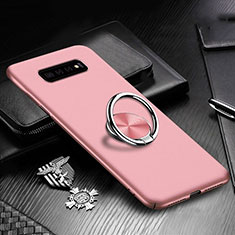 Funda Dura Plastico Rigida Carcasa Mate con Magnetico Anillo de dedo Soporte P01 para Samsung Galaxy S10 5G Oro Rosa