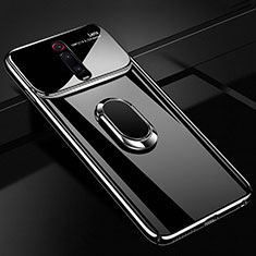 Funda Dura Plastico Rigida Carcasa Mate con Magnetico Anillo de dedo Soporte P01 para Xiaomi Mi 9T Negro