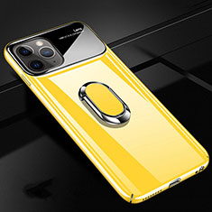 Funda Dura Plastico Rigida Carcasa Mate con Magnetico Anillo de dedo Soporte P02 para Apple iPhone 11 Pro Amarillo