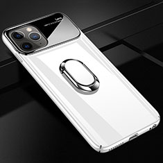 Funda Dura Plastico Rigida Carcasa Mate con Magnetico Anillo de dedo Soporte P02 para Apple iPhone 11 Pro Blanco