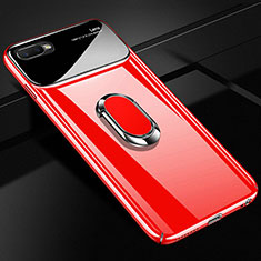 Funda Dura Plastico Rigida Carcasa Mate con Magnetico Anillo de dedo Soporte P04 para Oppo R15X Rojo