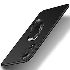 Funda Dura Plastico Rigida Carcasa Mate con Magnetico Anillo de dedo Soporte para Oppo A1 5G Negro