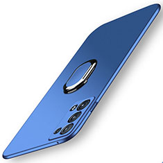 Funda Dura Plastico Rigida Carcasa Mate con Magnetico Anillo de dedo Soporte para Oppo Reno6 Pro+ Plus 5G Azul
