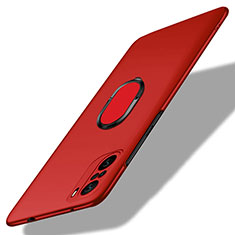 Funda Dura Plastico Rigida Carcasa Mate con Magnetico Anillo de dedo Soporte para Xiaomi Mi 11i 5G Rojo