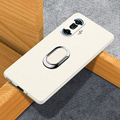 Funda Dura Plastico Rigida Carcasa Mate con Magnetico Anillo de dedo Soporte para Xiaomi Redmi K40 Gaming 5G Blanco