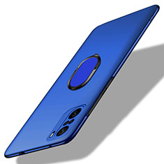 Funda Dura Plastico Rigida Carcasa Mate con Magnetico Anillo de dedo Soporte para Xiaomi Redmi K40 Pro+ Plus 5G Azul