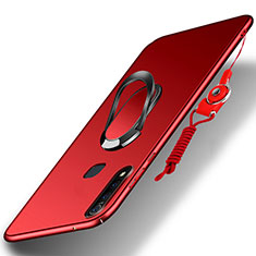 Funda Dura Plastico Rigida Carcasa Mate con Magnetico Anillo de dedo Soporte S01 para Vivo Y5s Rojo