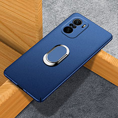 Funda Dura Plastico Rigida Carcasa Mate con Magnetico Anillo de dedo Soporte S01 para Xiaomi Redmi K40 5G Azul