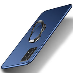 Funda Dura Plastico Rigida Carcasa Mate con Magnetico Anillo de dedo Soporte YK1 para Samsung Galaxy A52 4G Azul