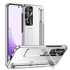 Funda Dura Plastico Rigida Carcasa Mate con Soporte ZL1 para Samsung Galaxy S23 5G Plata