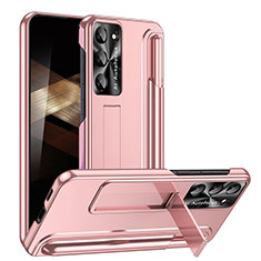 Funda Dura Plastico Rigida Carcasa Mate con Soporte ZL1 para Samsung Galaxy S25 Plus 5G Oro Rosa