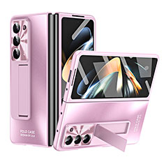 Funda Dura Plastico Rigida Carcasa Mate con Soporte ZL1 para Samsung Galaxy Z Fold5 5G Oro Rosa