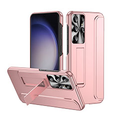 Funda Dura Plastico Rigida Carcasa Mate con Soporte ZL2 para Samsung Galaxy S22 Ultra 5G Oro Rosa