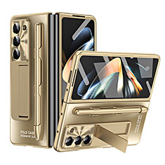 Funda Dura Plastico Rigida Carcasa Mate con Soporte ZL2 para Samsung Galaxy Z Fold5 5G Oro