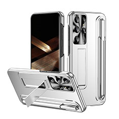 Funda Dura Plastico Rigida Carcasa Mate con Soporte ZL3 para Samsung Galaxy S24 Ultra 5G Plata