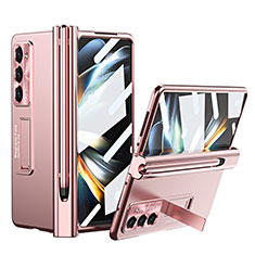 Funda Dura Plastico Rigida Carcasa Mate con Soporte ZL5 para Samsung Galaxy Z Fold5 5G Oro Rosa