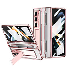 Funda Dura Plastico Rigida Carcasa Mate con Soporte ZL6 para Samsung Galaxy Z Fold5 5G Oro Rosa