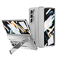 Funda Dura Plastico Rigida Carcasa Mate con Soporte ZL7 para Samsung Galaxy Z Fold5 5G Plata