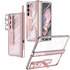 Funda Dura Plastico Rigida Carcasa Mate con Soporte ZL8 para Samsung Galaxy Z Fold5 5G Oro Rosa