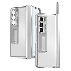 Funda Dura Plastico Rigida Carcasa Mate con Soporte ZL9 para Samsung Galaxy Z Fold5 5G Plata