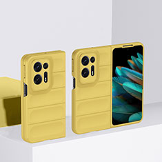 Funda Dura Plastico Rigida Carcasa Mate Frontal y Trasera 360 Grados BH1 para Oppo Find N2 5G Amarillo