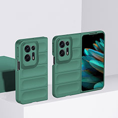 Funda Dura Plastico Rigida Carcasa Mate Frontal y Trasera 360 Grados BH1 para Oppo Find N2 5G Verde