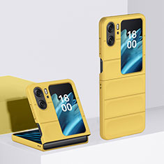 Funda Dura Plastico Rigida Carcasa Mate Frontal y Trasera 360 Grados BH1 para Oppo Find N2 Flip 5G Amarillo