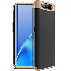 Funda Dura Plastico Rigida Carcasa Mate Frontal y Trasera 360 Grados C01 para Samsung Galaxy A90 4G Oro y Negro