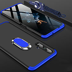 Funda Dura Plastico Rigida Carcasa Mate Frontal y Trasera 360 Grados con Anillo de dedo Soporte para Huawei Honor 20S Azul y Negro