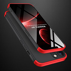 Funda Dura Plastico Rigida Carcasa Mate Frontal y Trasera 360 Grados M01 para Apple iPhone 13 Pro Rojo y Negro
