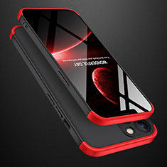 Funda Dura Plastico Rigida Carcasa Mate Frontal y Trasera 360 Grados M01 para Apple iPhone 13 Rojo y Negro