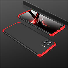 Funda Dura Plastico Rigida Carcasa Mate Frontal y Trasera 360 Grados M01 para Oppo Reno4 Lite Rojo y Negro