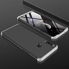 Funda Dura Plastico Rigida Carcasa Mate Frontal y Trasera 360 Grados M01 para Samsung Galaxy A20s Plata y Negro