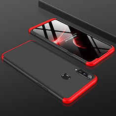 Funda Dura Plastico Rigida Carcasa Mate Frontal y Trasera 360 Grados M01 para Samsung Galaxy A20s Rojo y Negro