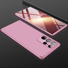 Funda Dura Plastico Rigida Carcasa Mate Frontal y Trasera 360 Grados M02 para Samsung Galaxy S22 Ultra 5G Oro Rosa